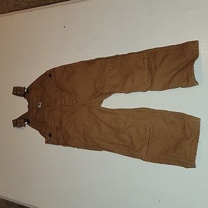 Carhartt tan cargo style boy overalls size 4t